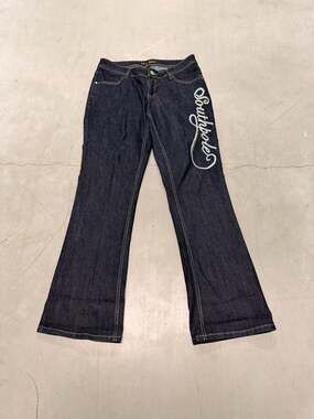 Southpole Embroidered Script Logo Flare Jeans Size 14